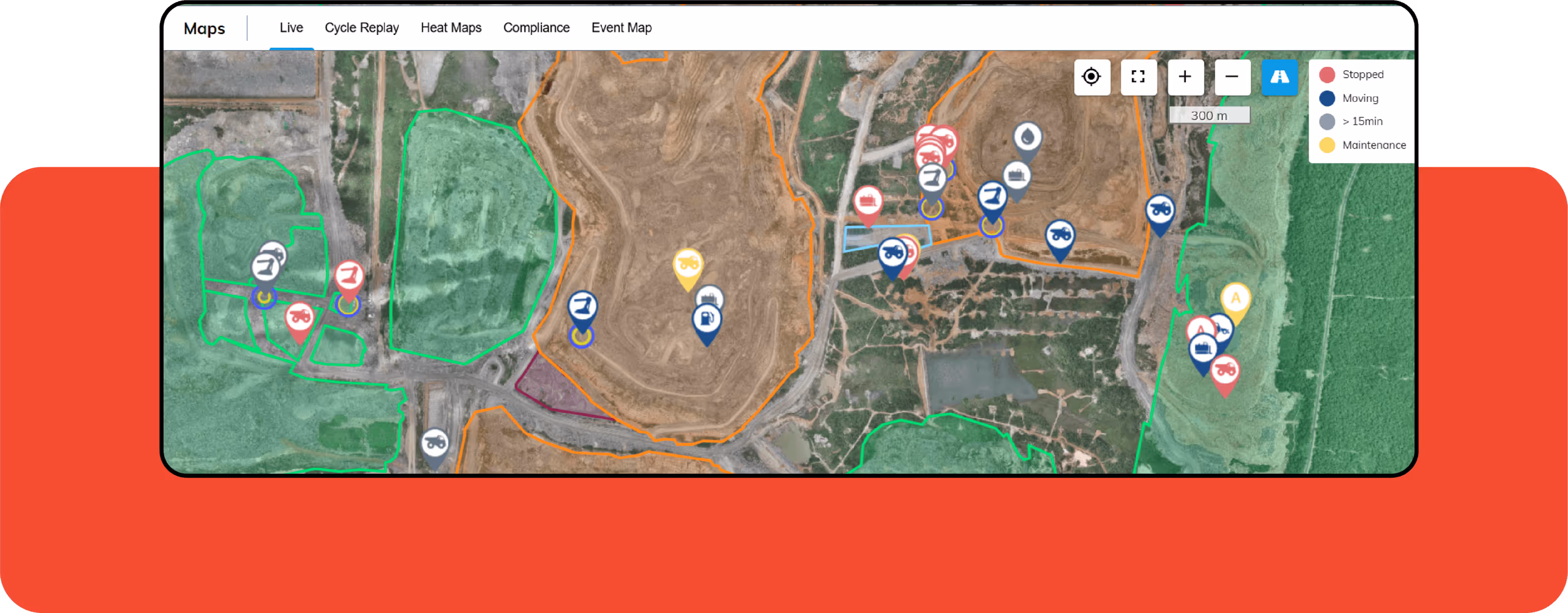 Screenshot of a fleet management online platform