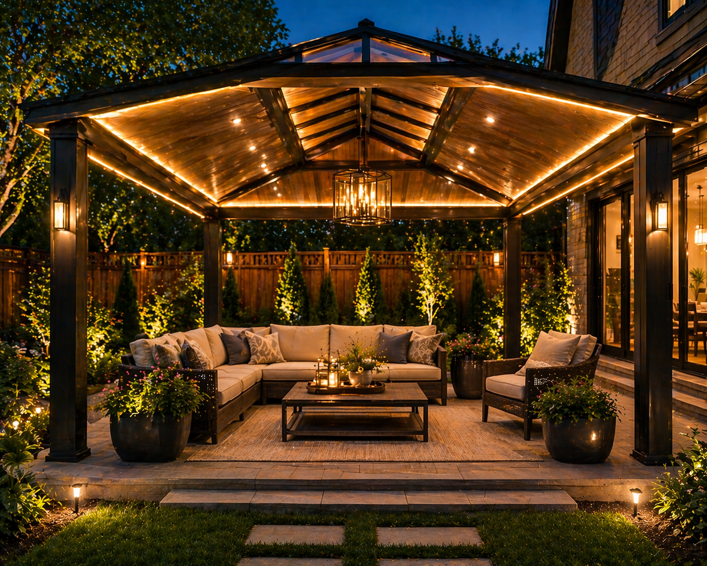 polycarbonate gazebo roof design allowing natural light and protection