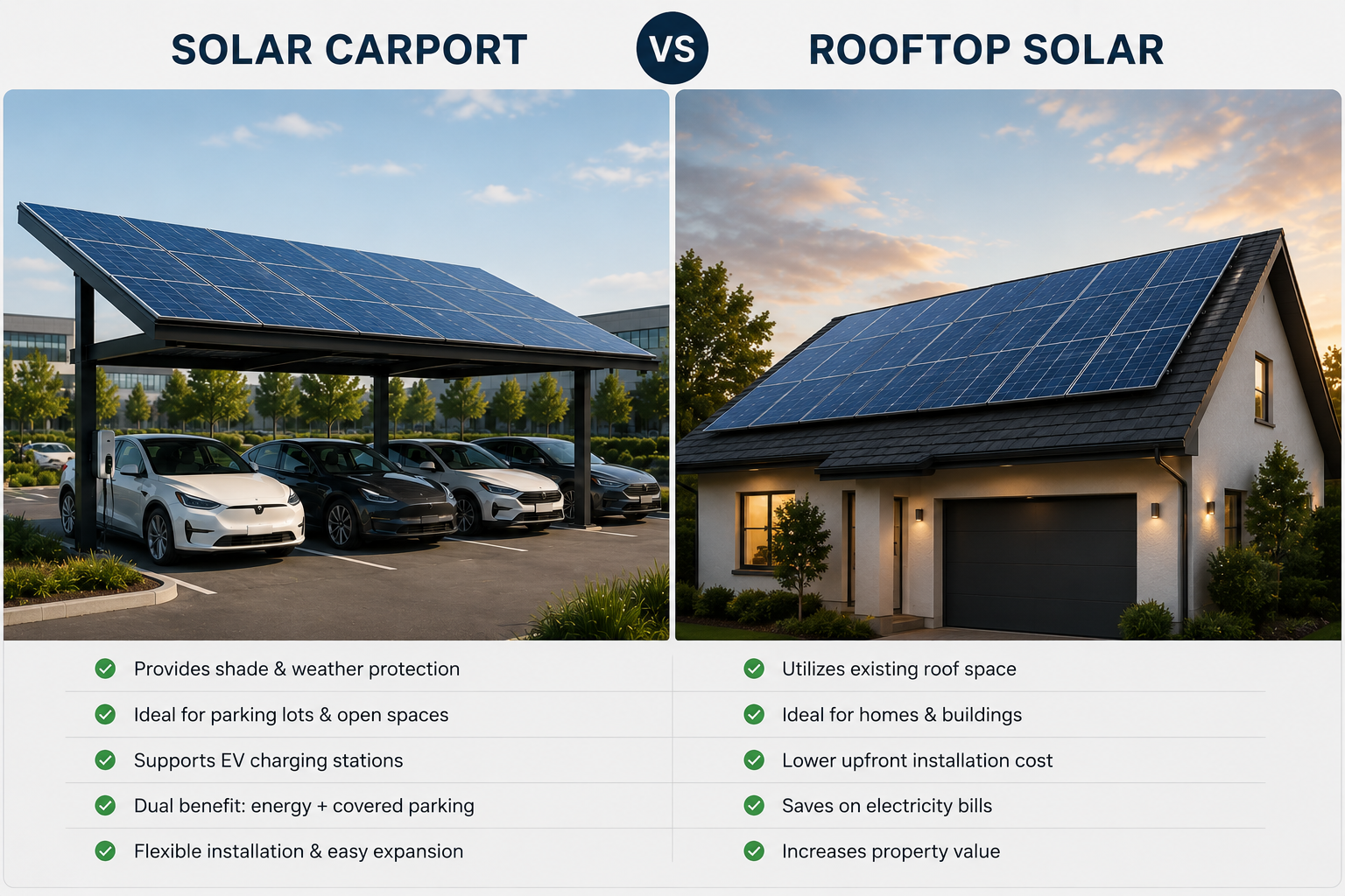 solar carport vs rooftop solar difference