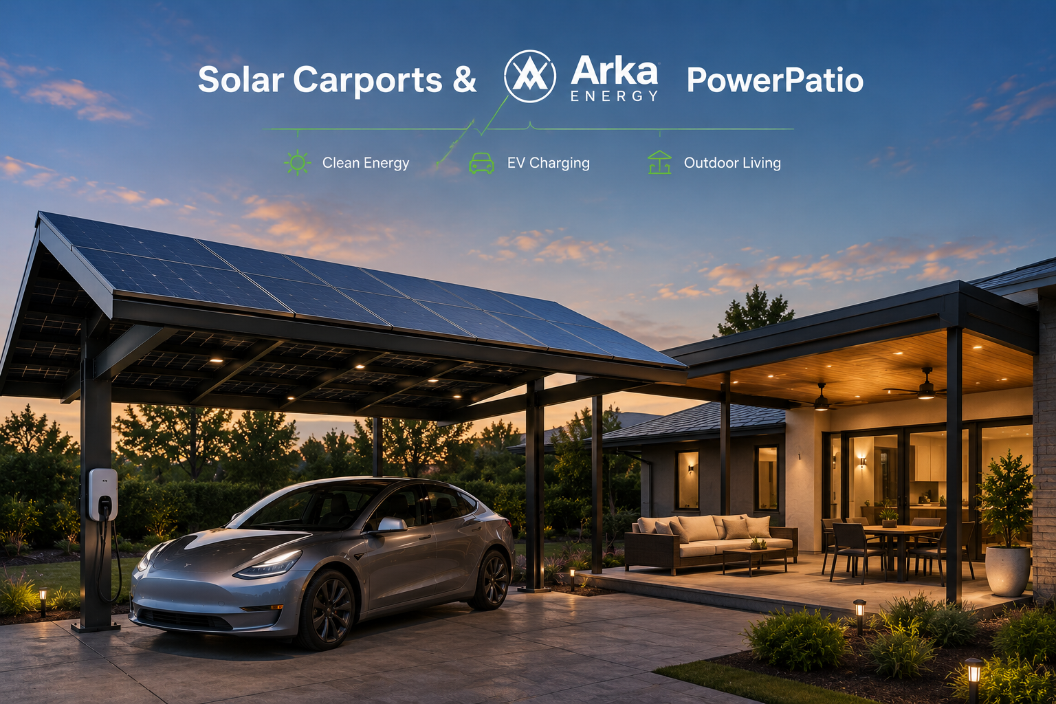 modern solar carport with EV Charging