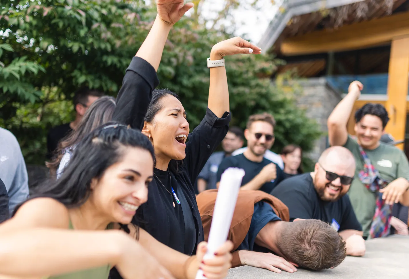 Photo of the team smiling and having fun.