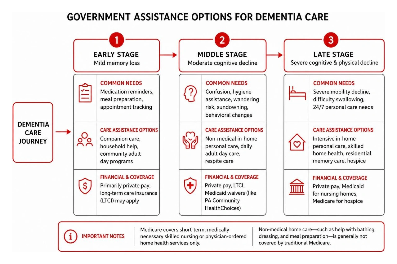 Government assistance options flowchart for dementia care Government assistance options flowchart for dementia care