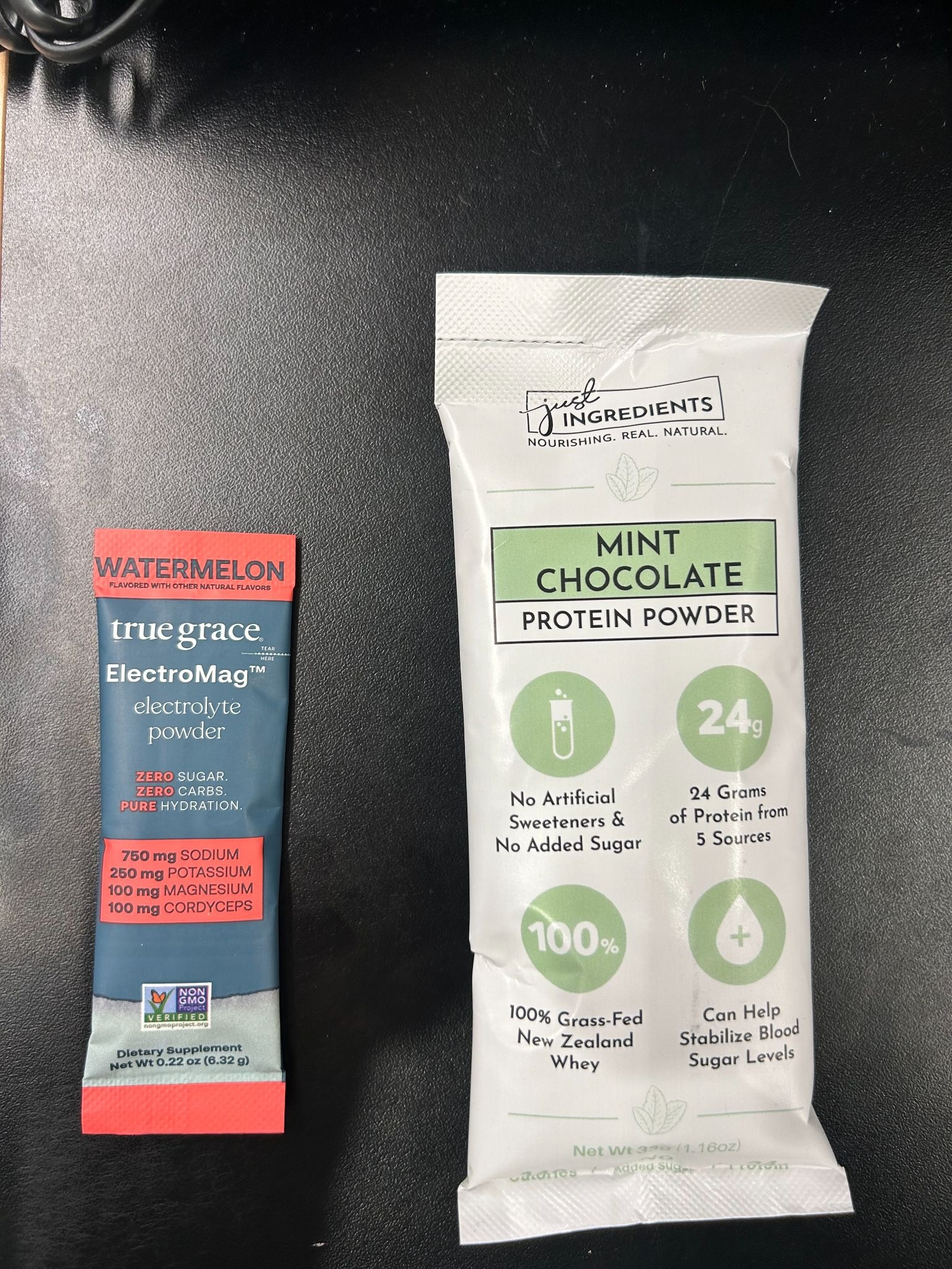 Two stick pack sizes used as an example of the different types of stick pack manufacturing Steuart Nutrition can produce