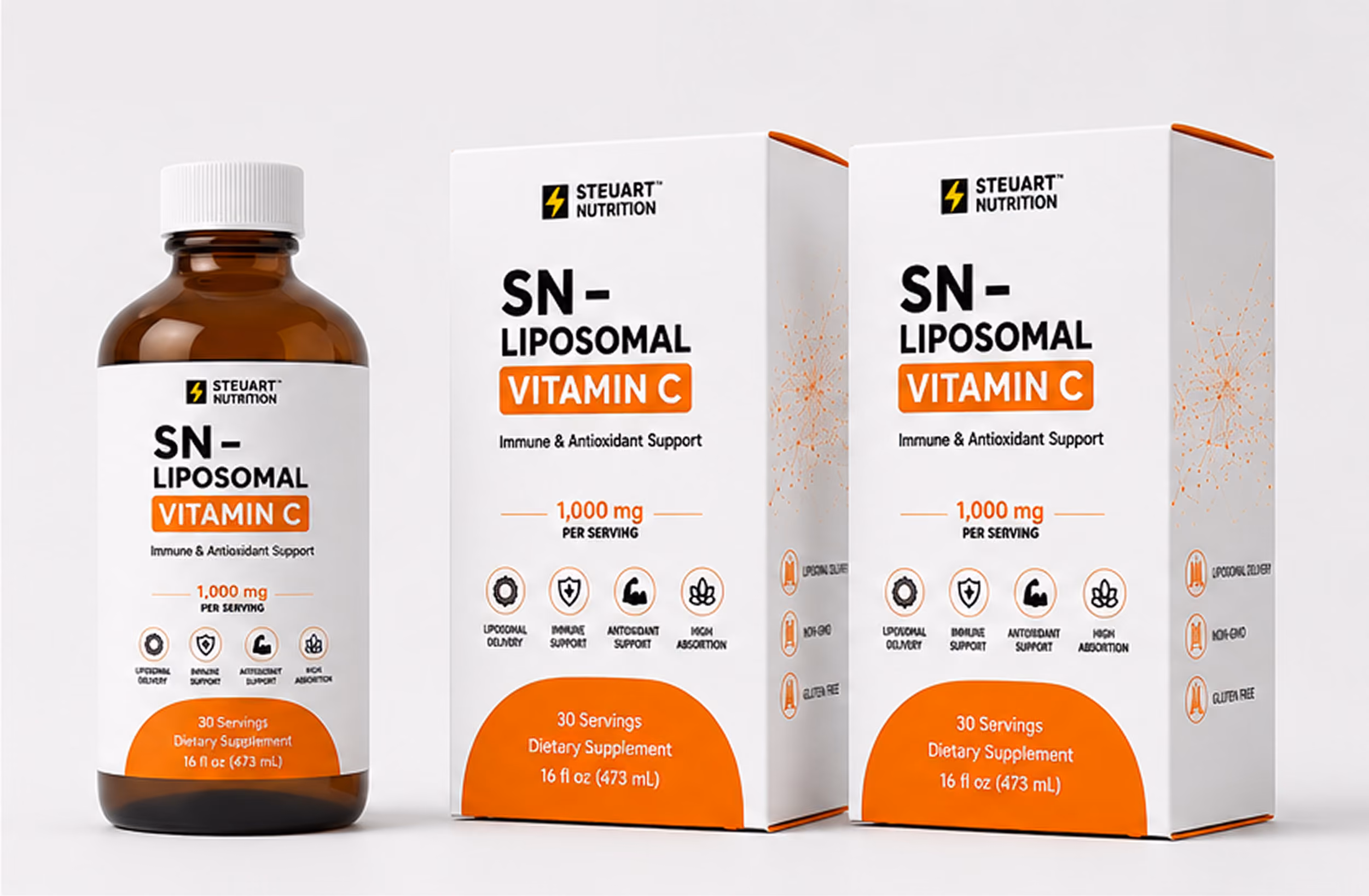 Steuart Nutrition SN-Liposomal Vitamin C bottle and boxes