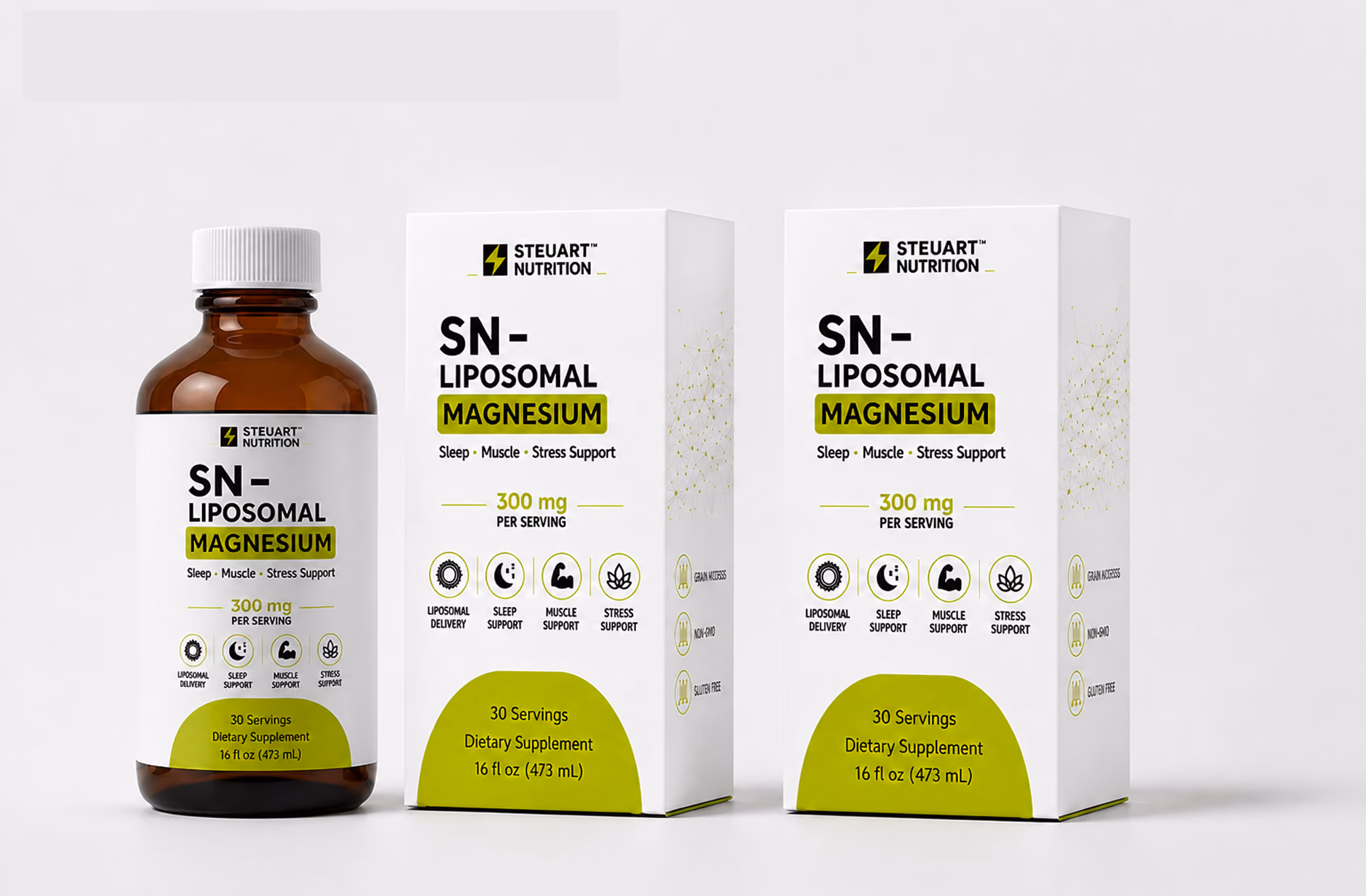 Stellart Nutrition SN-Liposomal Magnesium bottle and boxes.