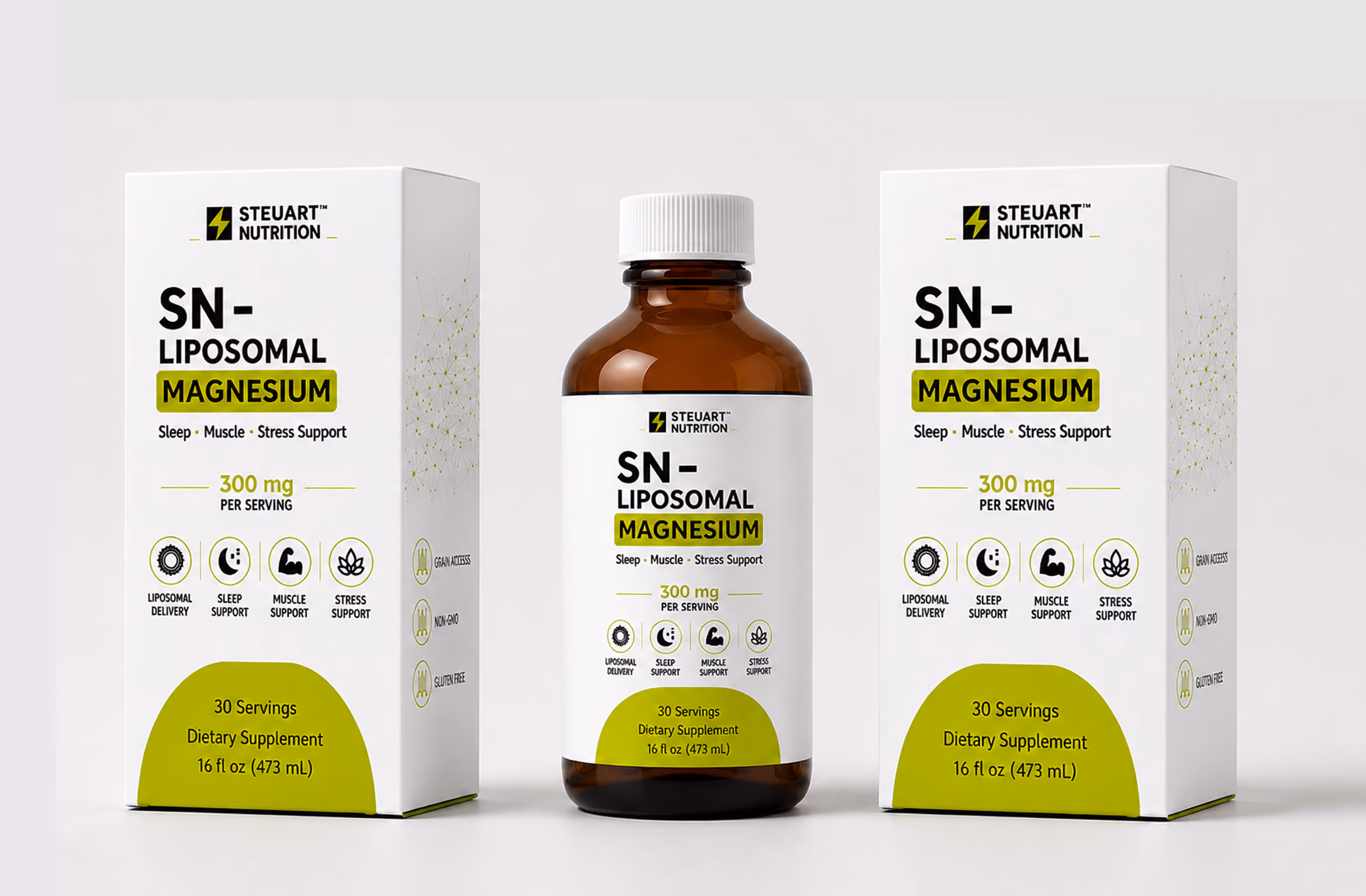 Stellart Nutrition SN-Liposomal Magnesium bottle and boxes.