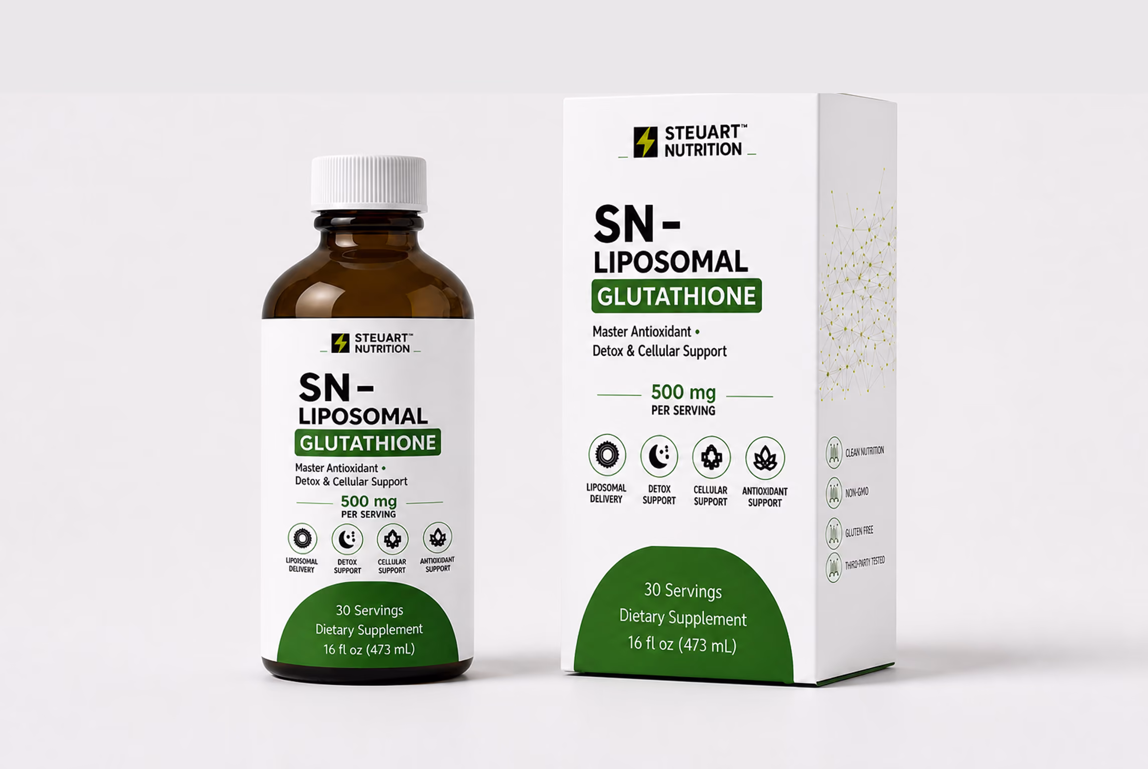 Liposomal bergamot supplement bottle and packaging.