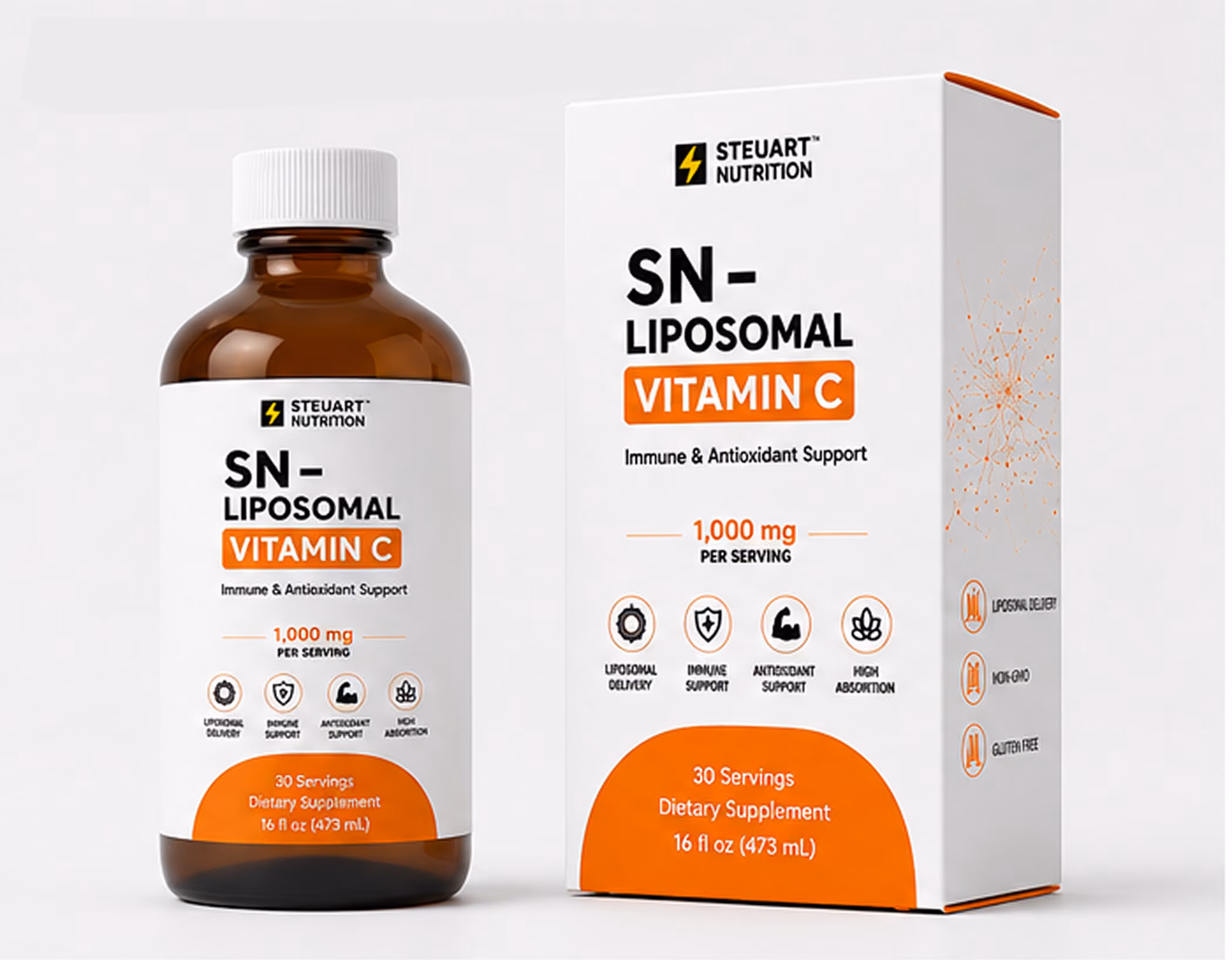 Liposomal Vitamin C supplement bottle and packaging.
