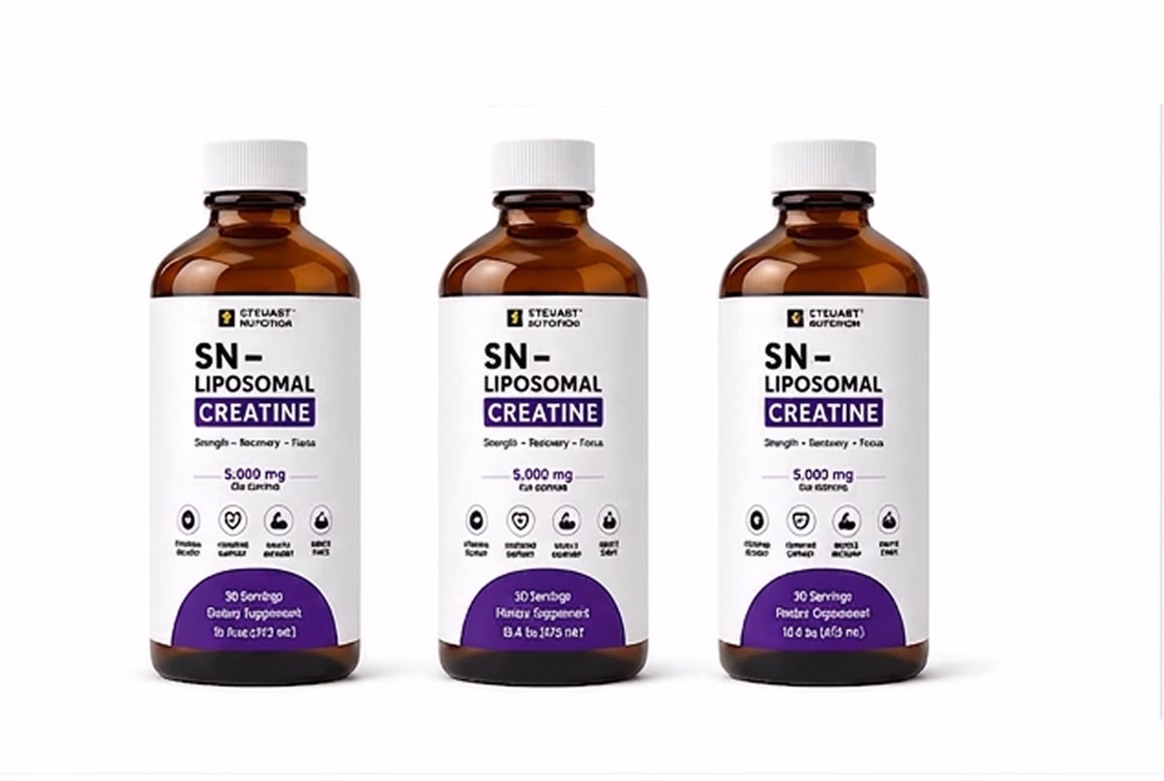 Liposomal creatine supplement bottles