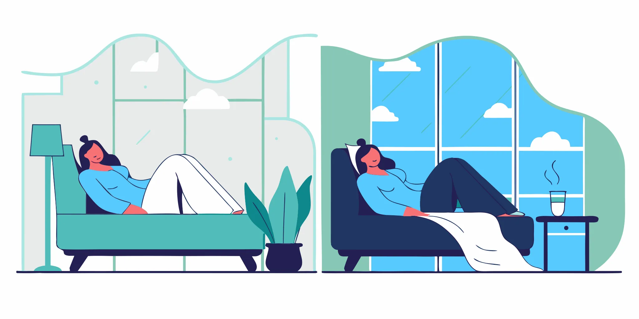 Woman resting at home, following her week-by-week mommy makeover recovery timeline.