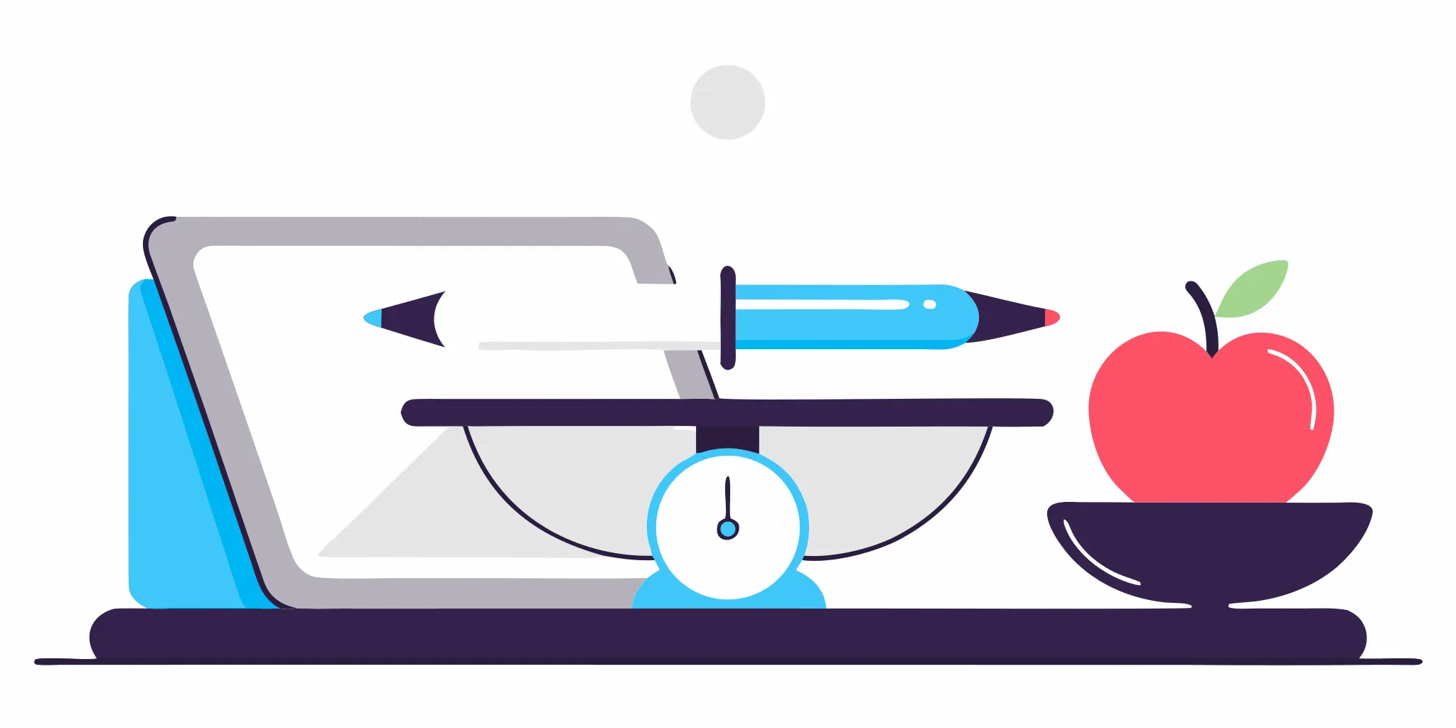 A scale, apple, and weight loss injection pen used to decide if weight loss injections are safe.