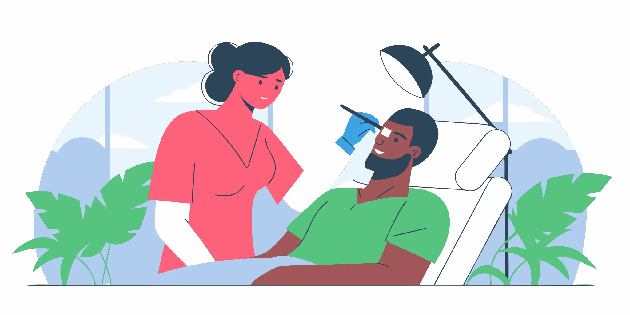 A nurse administers jawline filler to a male patient in Bakersfield.
