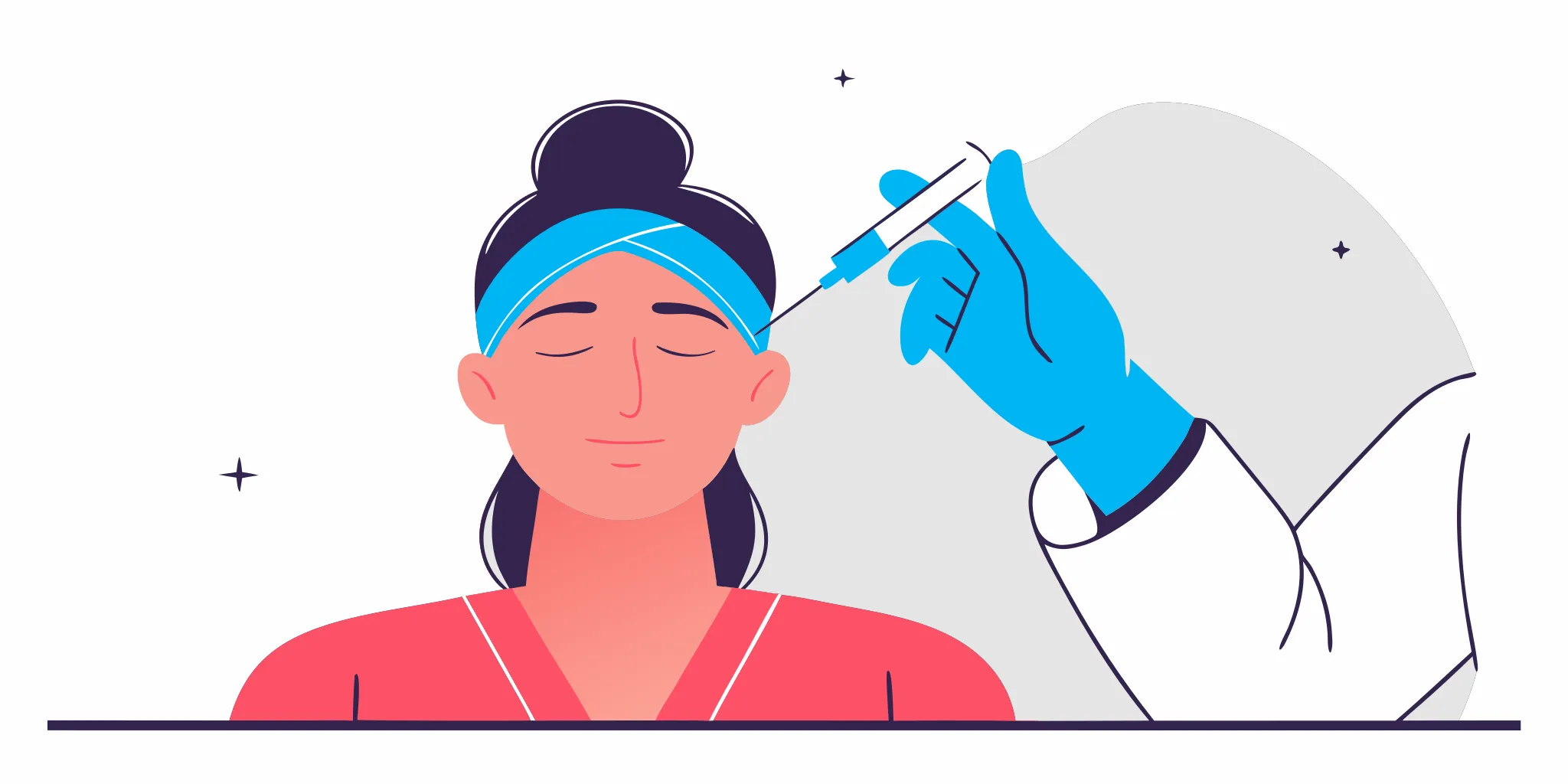 A clinician carefully injects under eye filler to reduce hollows.