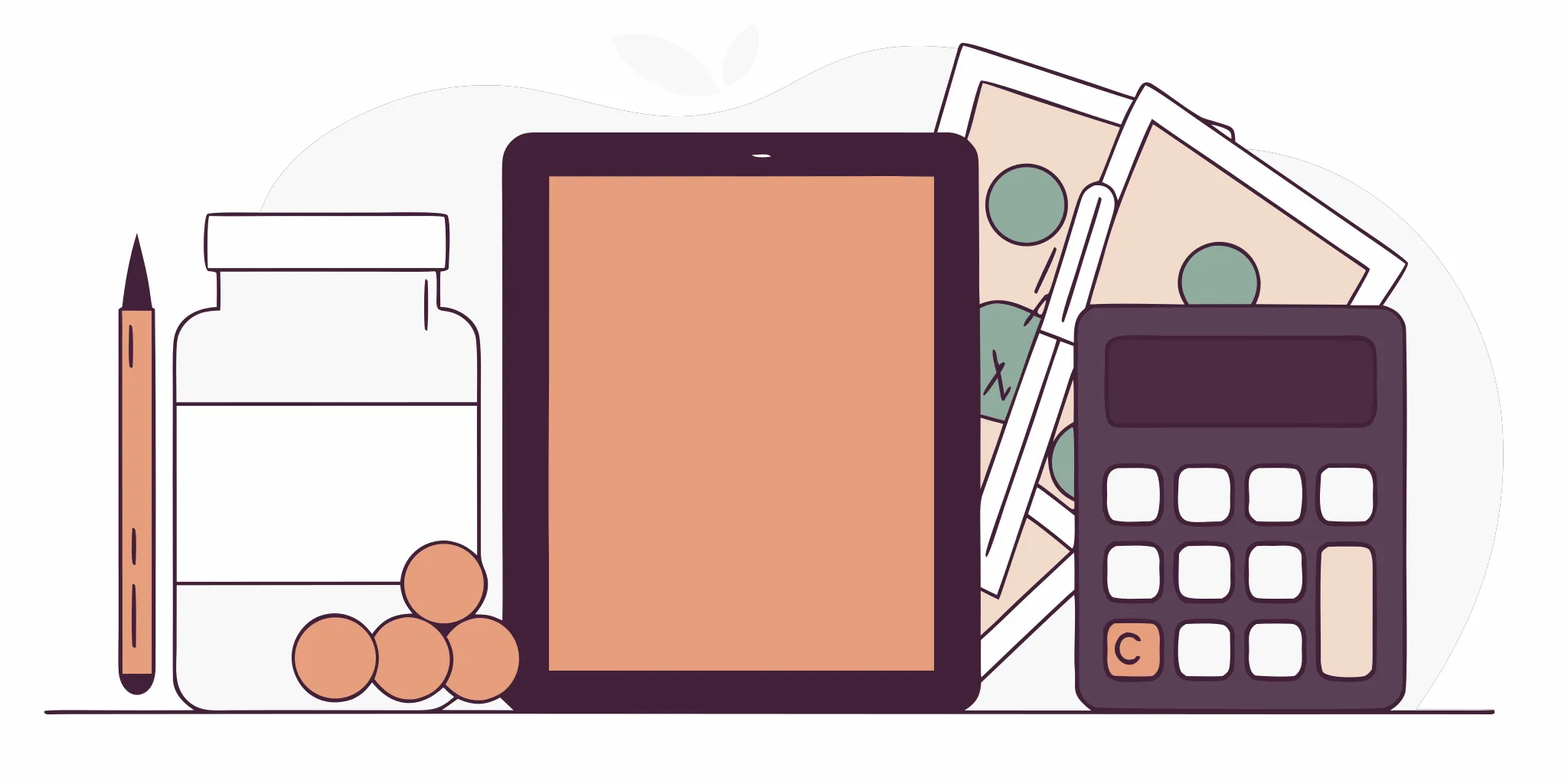 Calculating the Mounjaro price with a calculator, medication, and money.