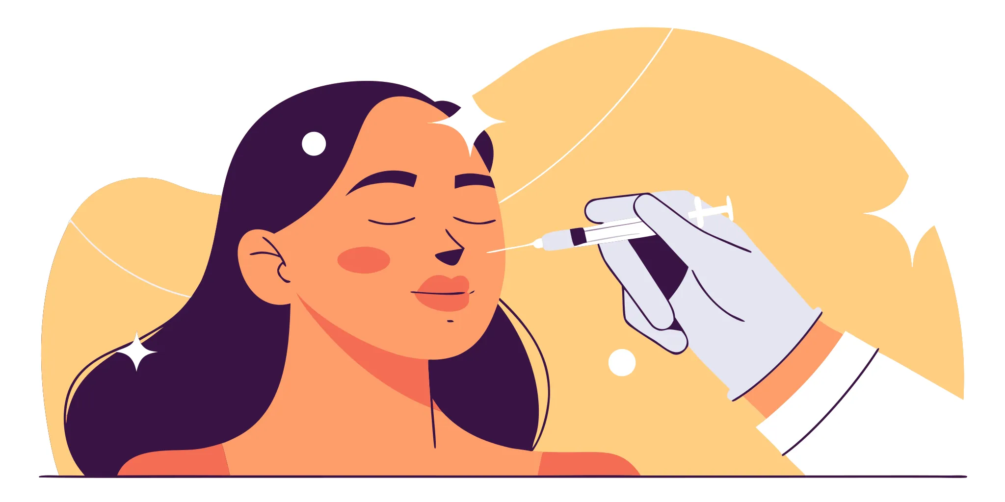 Woman receiving a Juvederm lip filler injection for natural-looking fullness.