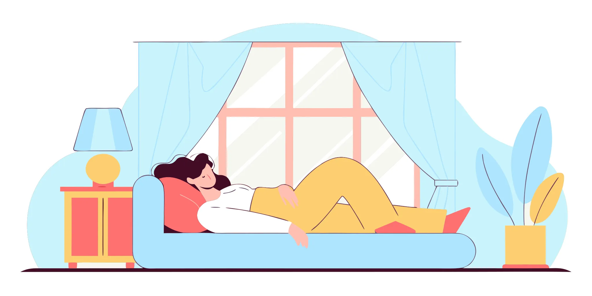 Woman resting comfortably with supportive pillows during BBL recovery
