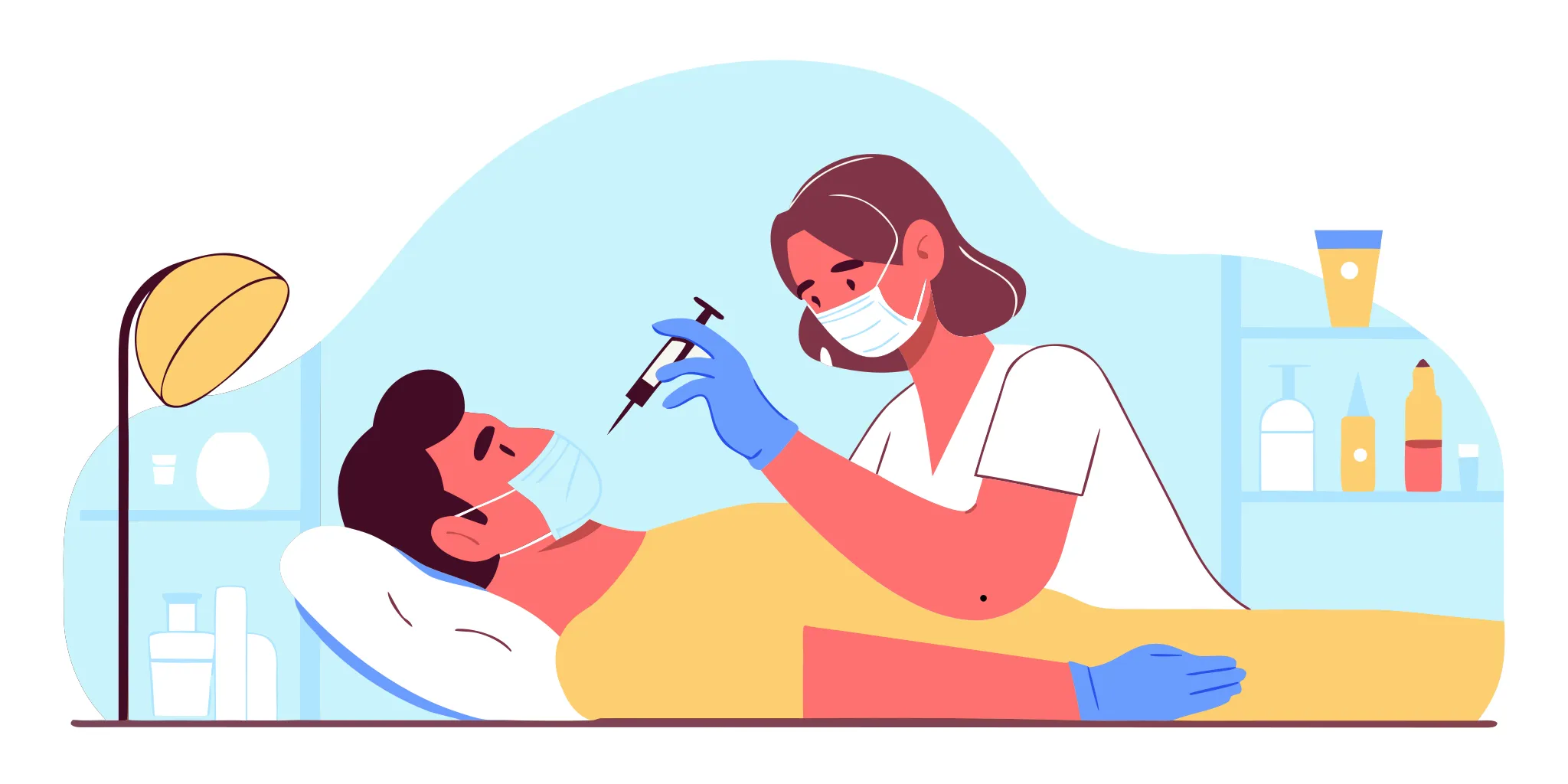 Medical aesthetic provider preparing a dermal filler syringe in a treatment room