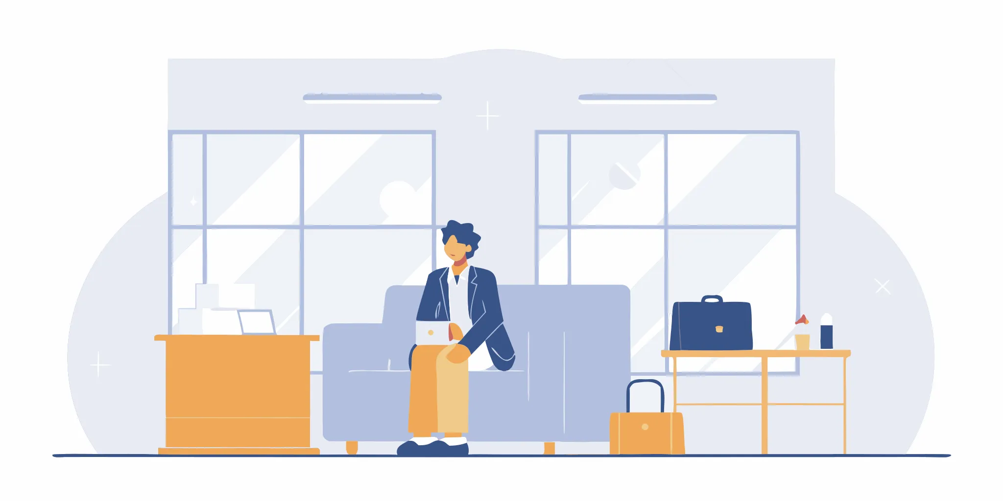 A person with packed luggage researches if they can travel immediately after treatments.