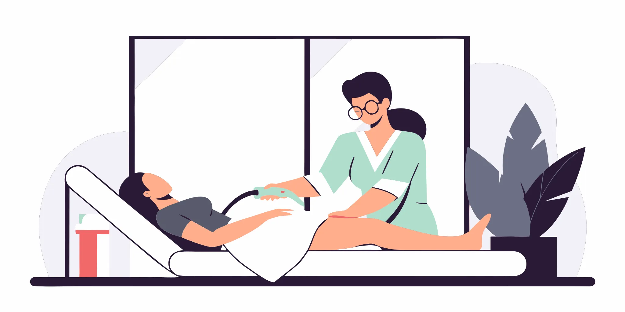 Laser hair removal treatment being performed by a professional in a clinic.