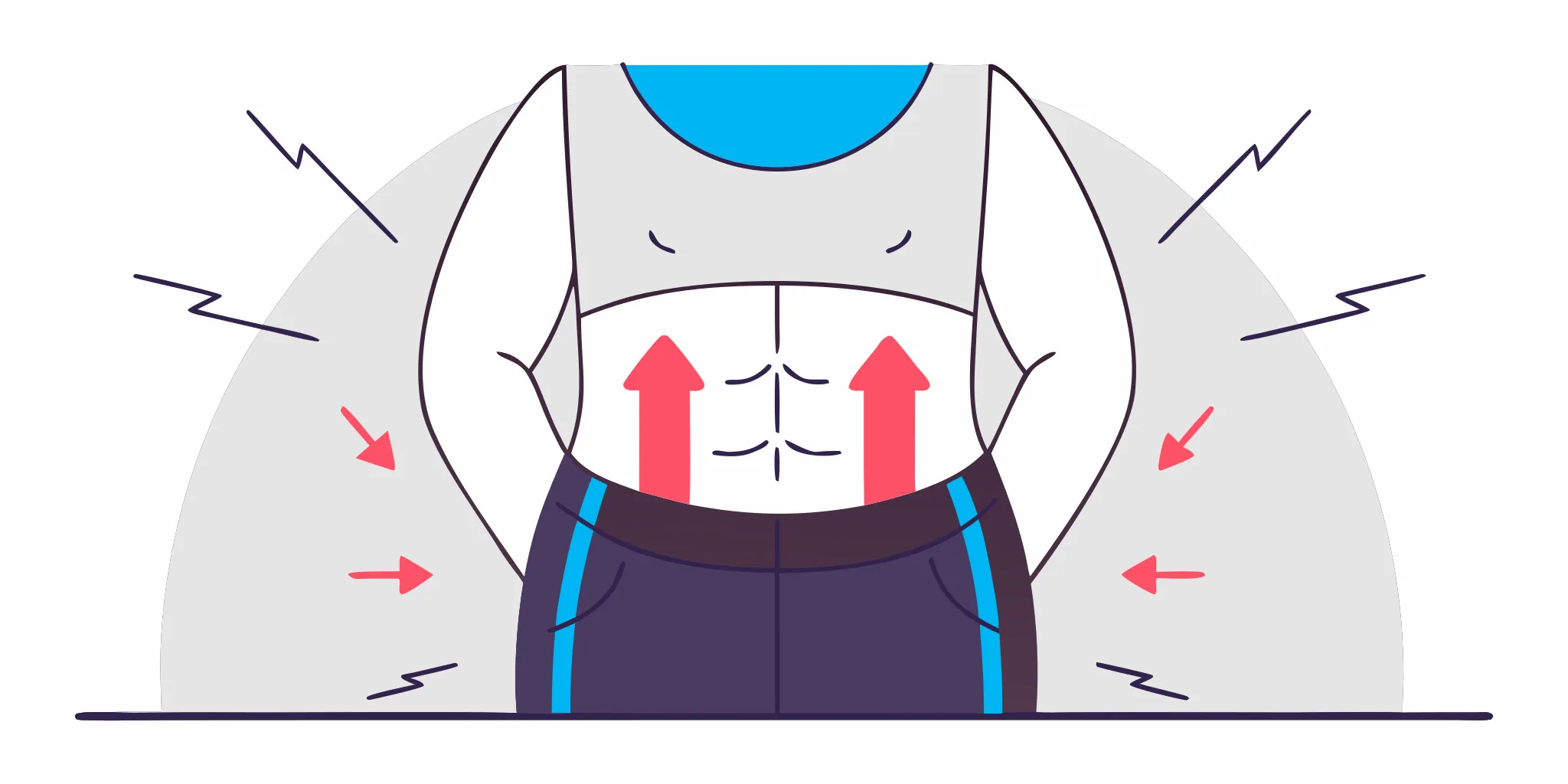Abdominal muscles being tightened and repaired by a tummy tuck.
