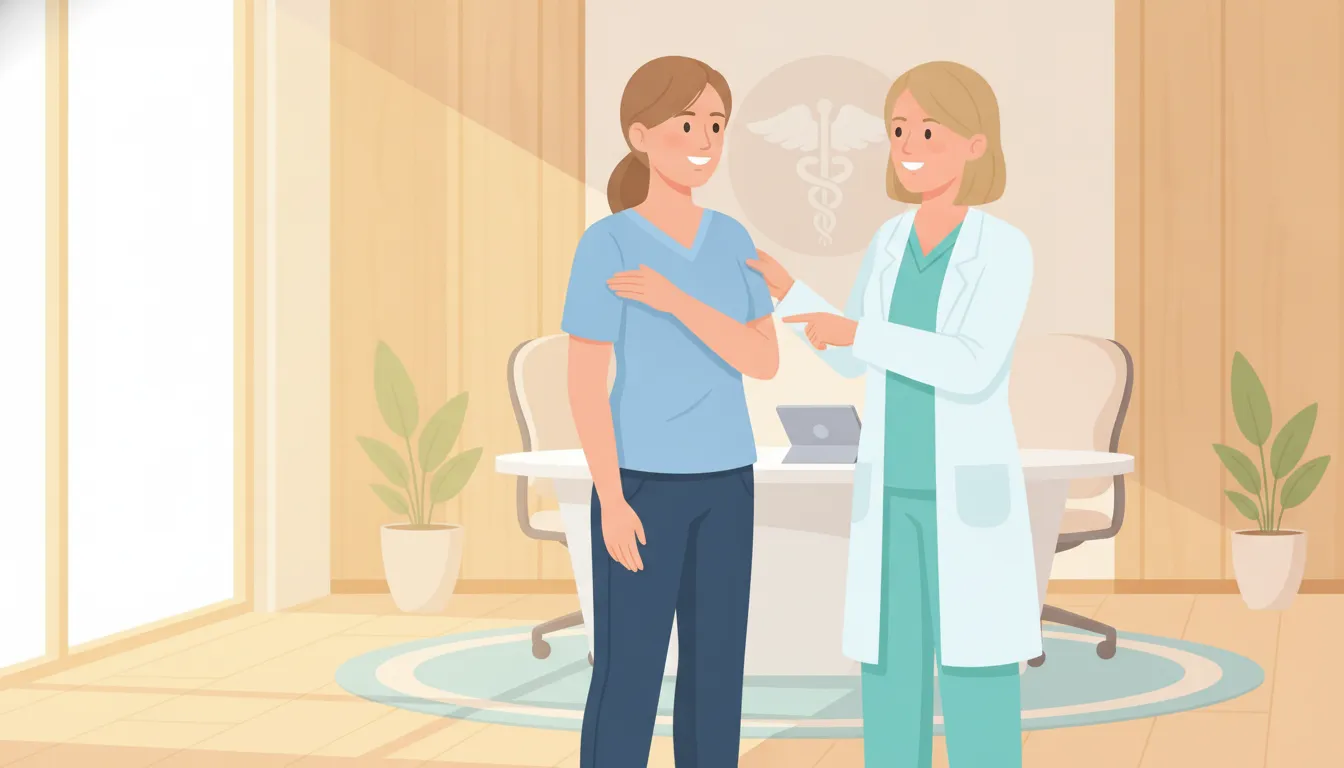 Patient discussing upper arm contouring with a medical professional