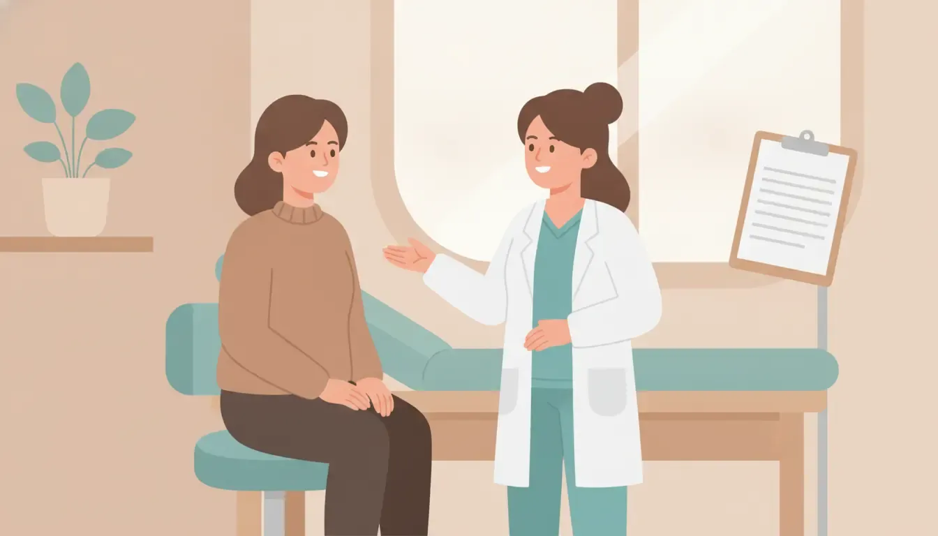 Patient discussing early GLP-1 weight loss progress with a medical clinician