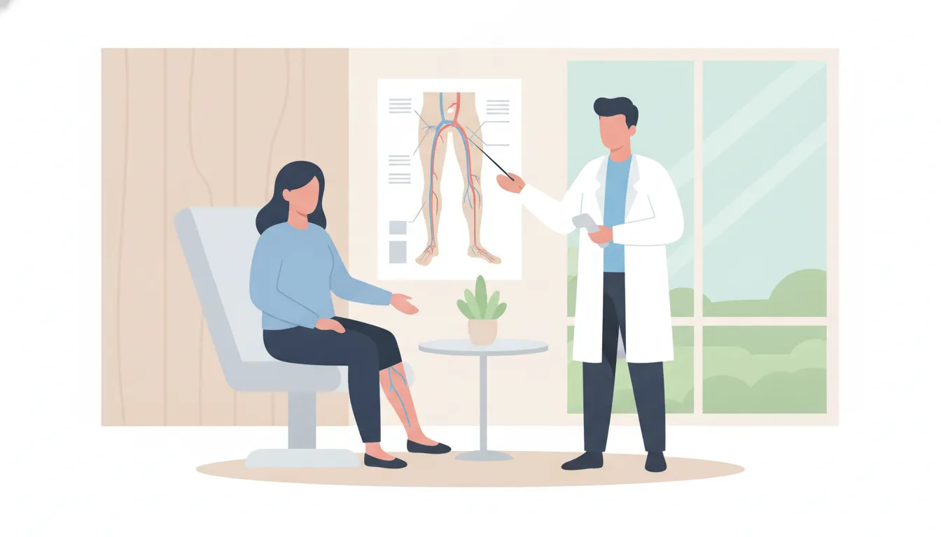 Patient discussing sclerotherapy and vein treatment options with a medical provider