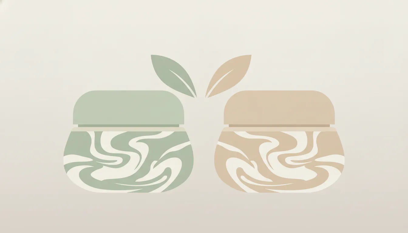 Unlabeled skincare jars illustrate different product options