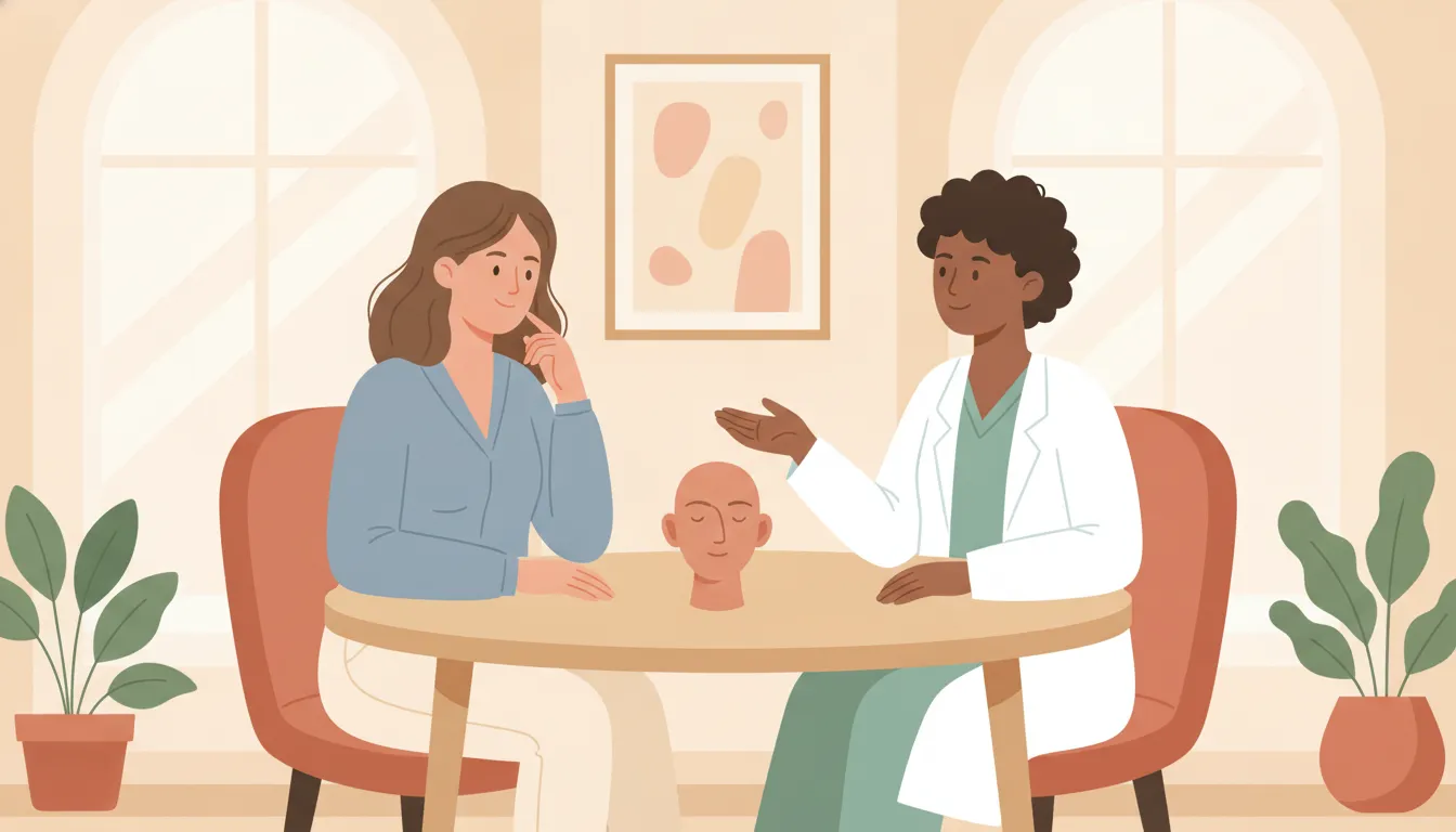 Patient reviewing realistic aesthetic goals with a provider