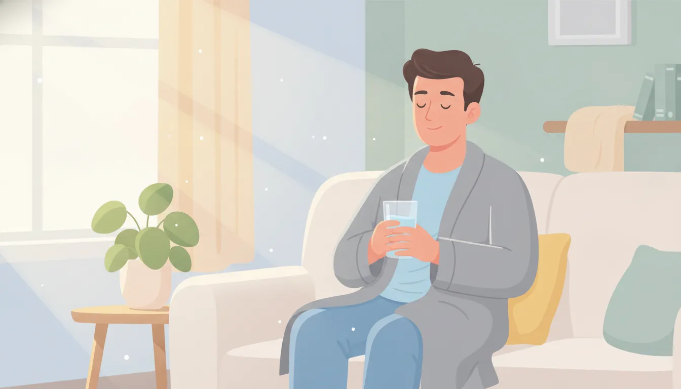 Man calmly following provider-directed Botox aftercare at home