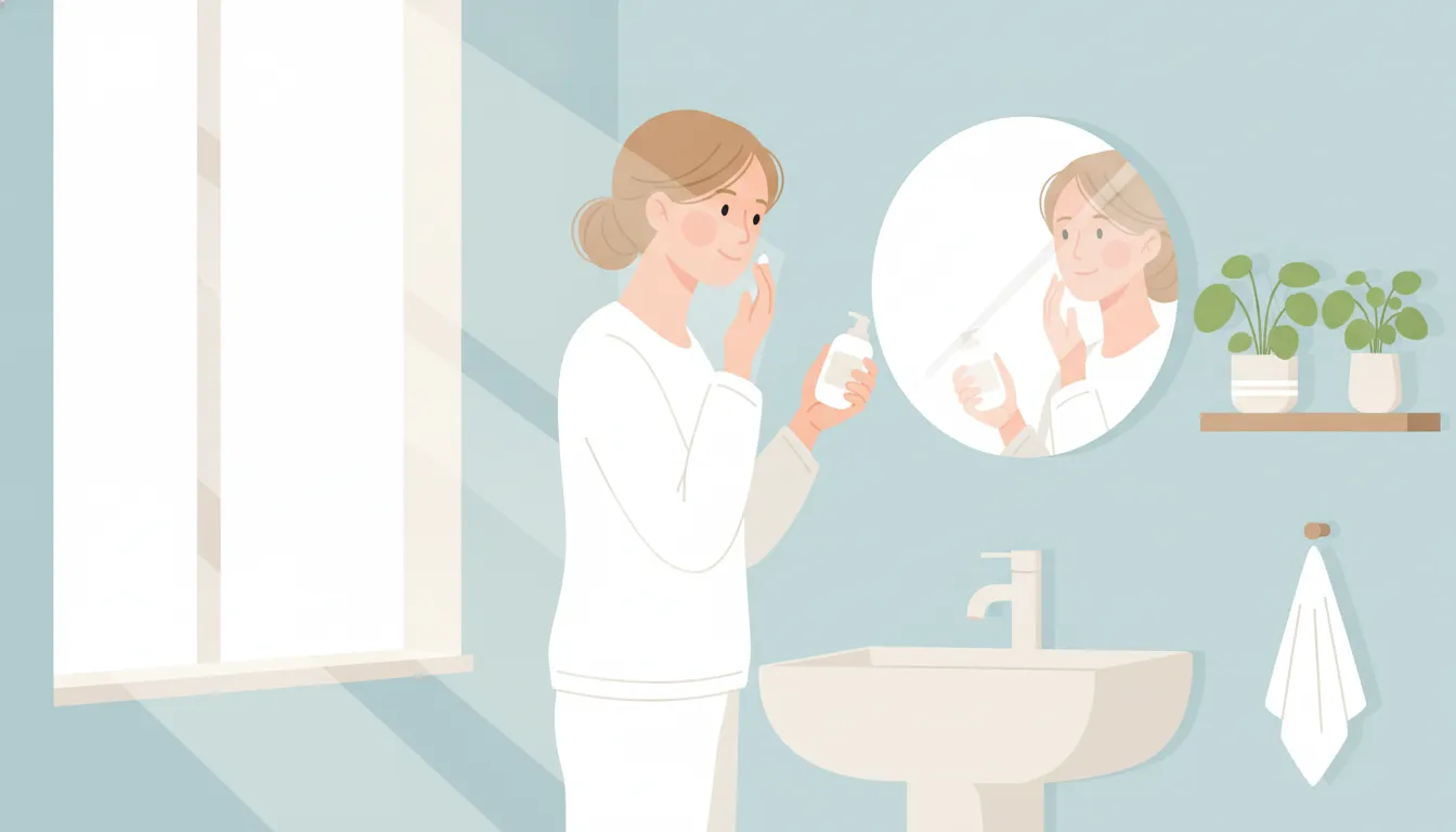 Patient following a gentle skincare routine after treatment