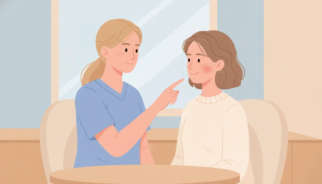 Provider discussing gradual skin texture improvement with a patient