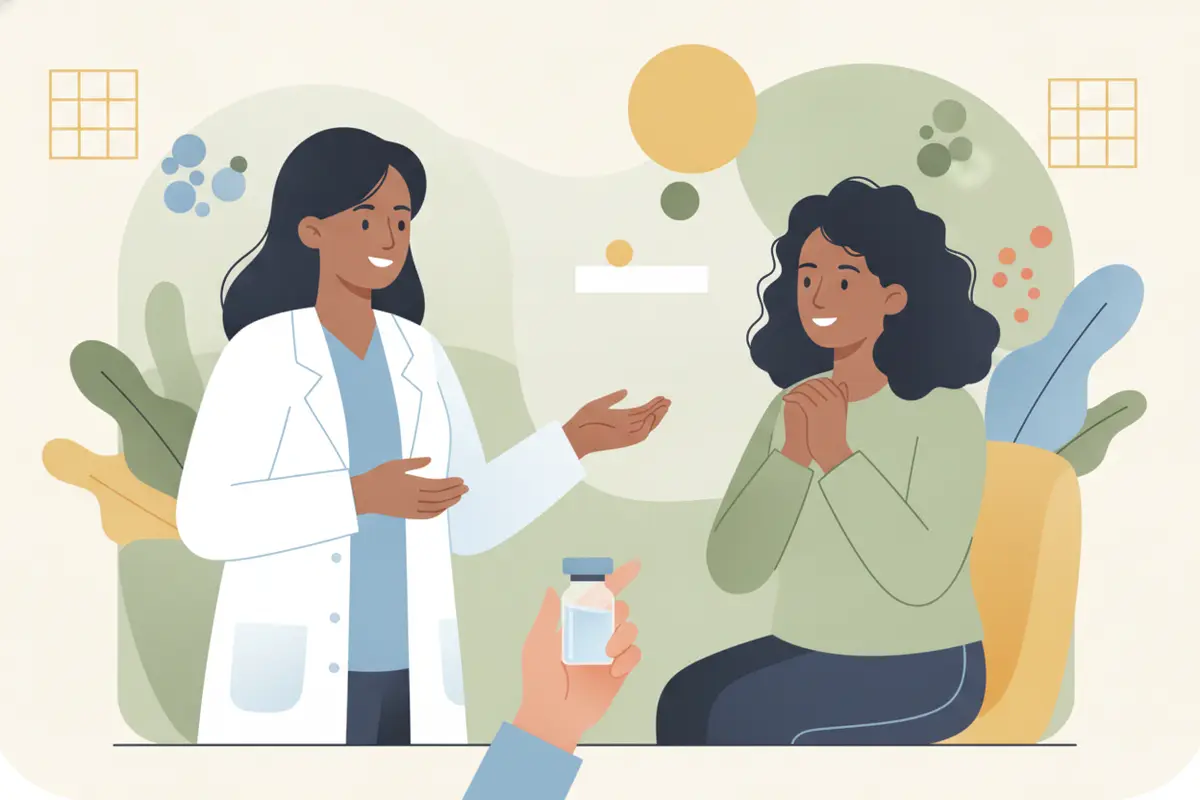 Provider reviewing a personalized wrinkle relaxer treatment plan with a patient