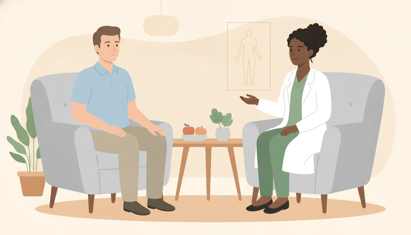 Patient discussing weight maintenance after GLP 1 treatment with a medical provider