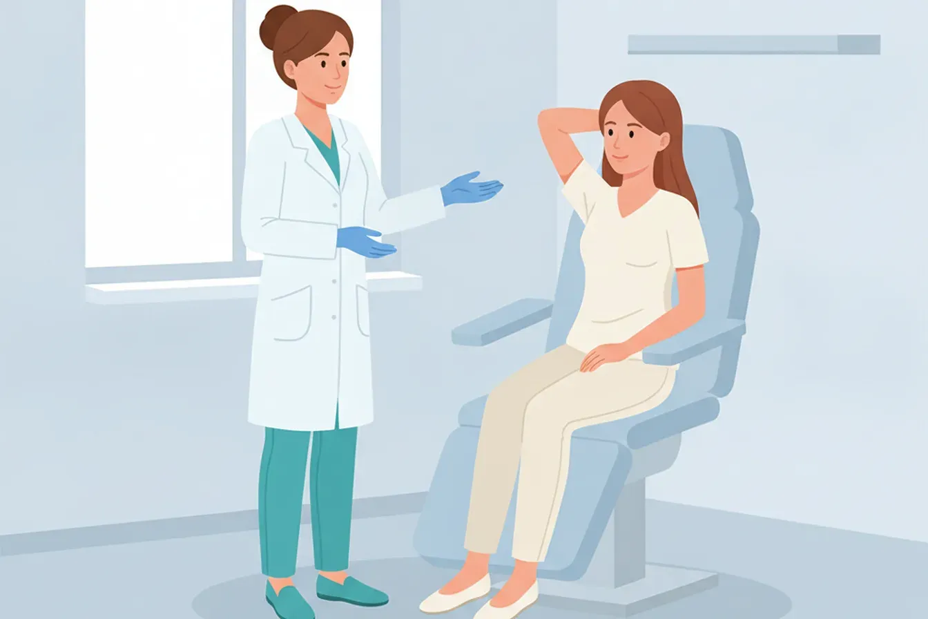 Clinician preparing for an underarm sweating treatment