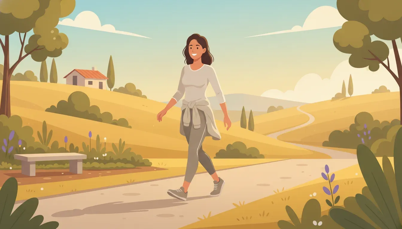 Woman walking comfortably outdoors as an example of everyday movement after tummy tuck recovery