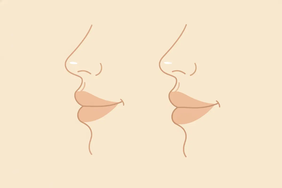 Illustration comparing upper-lip movement with added lip volume
