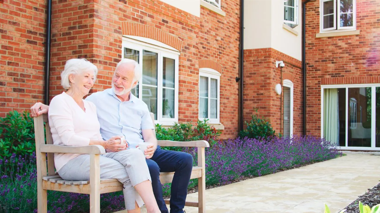 Two elderly residents at an assisted living facility