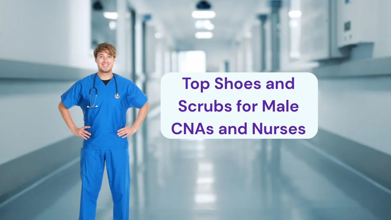 A male nurse standing in a hallway