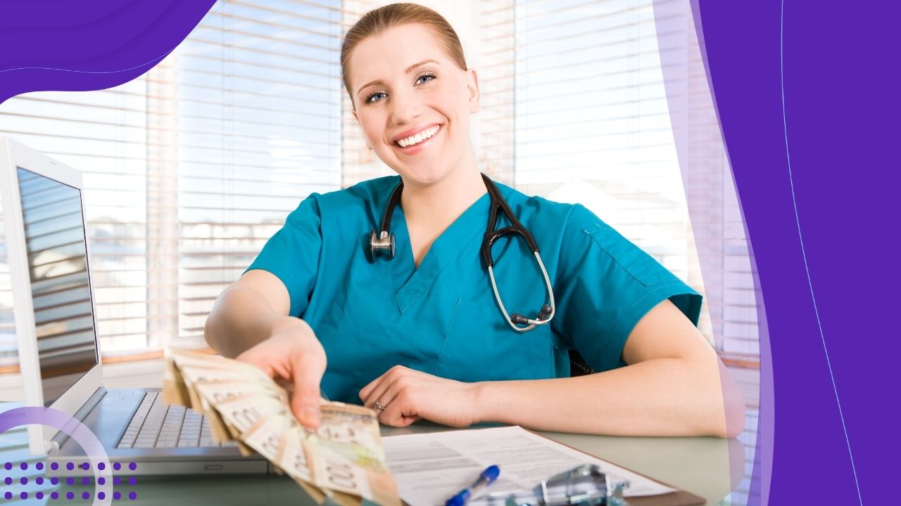 Nurse holding a stack of money