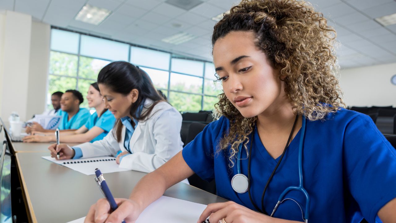 student nurses in class