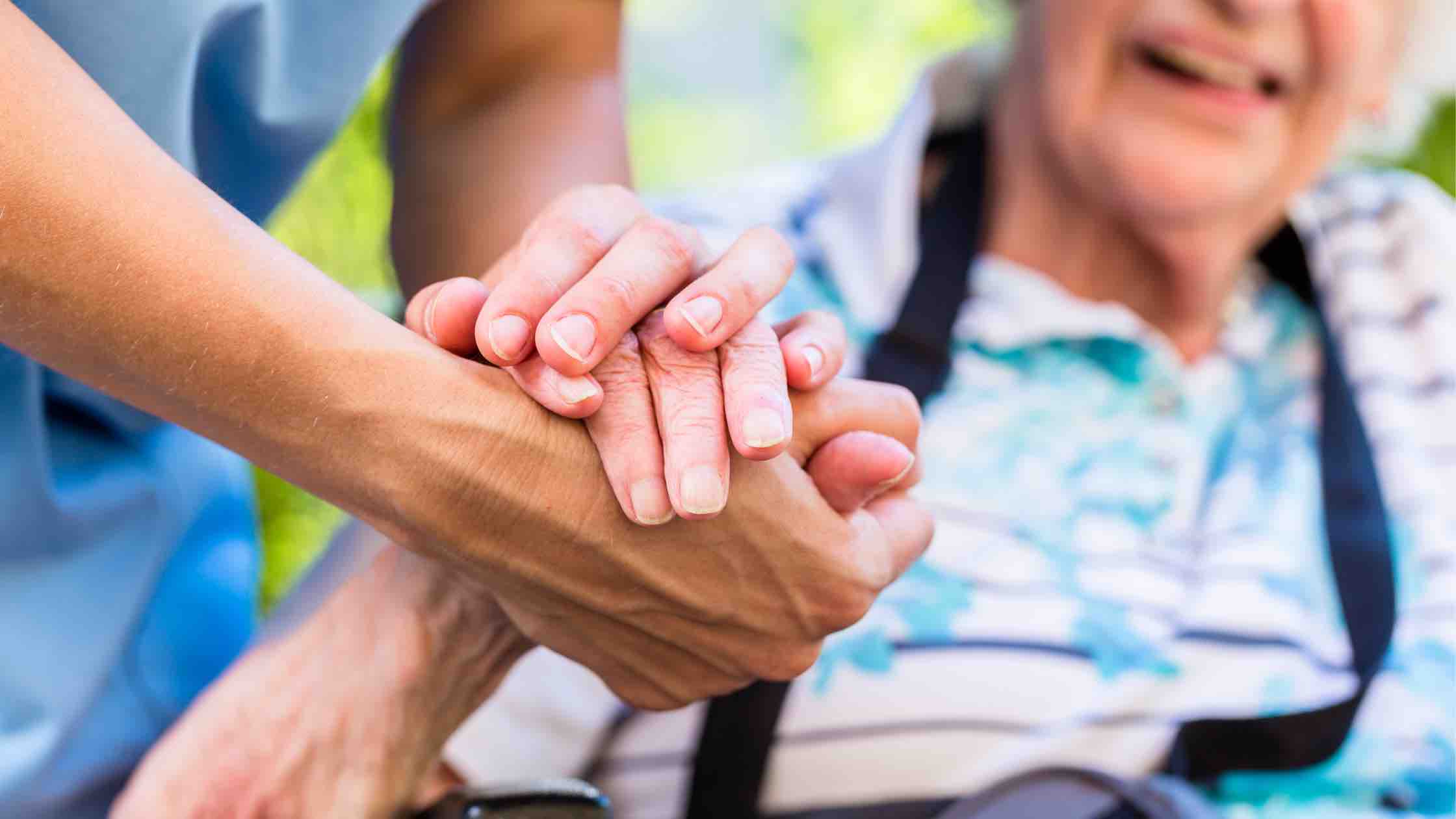 holding hands with nurse