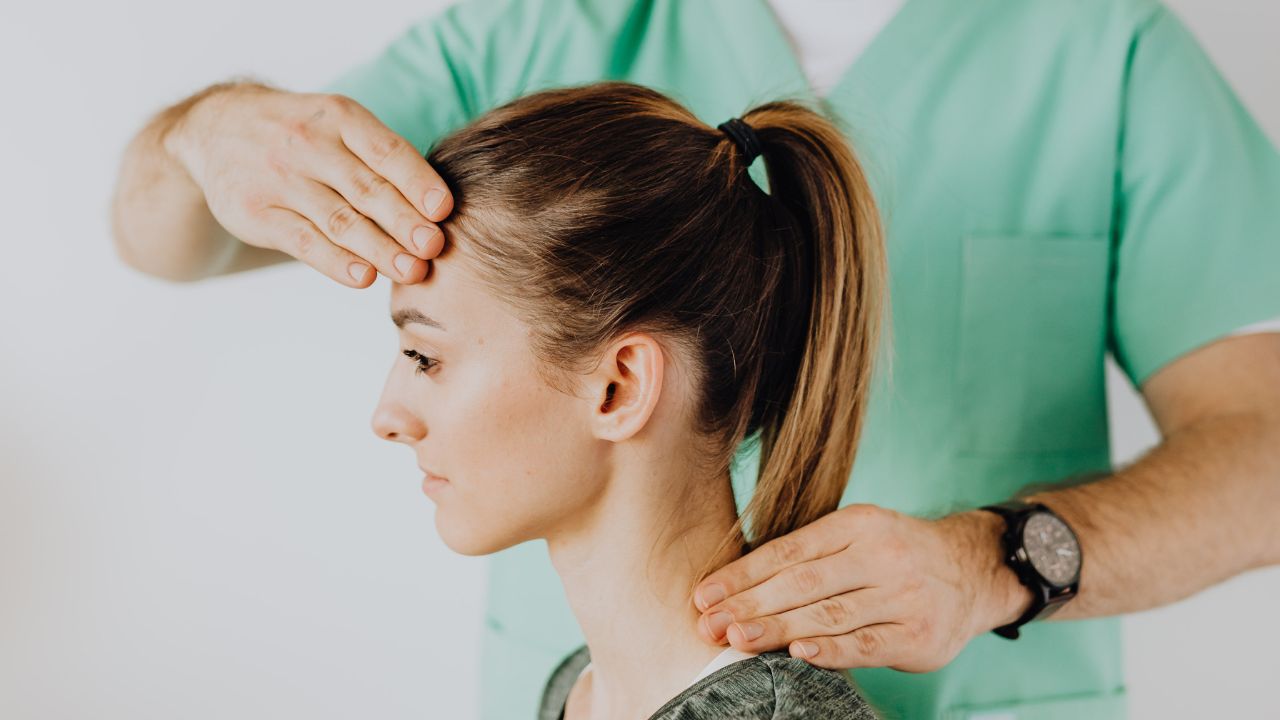 view of healthcare professional and patient