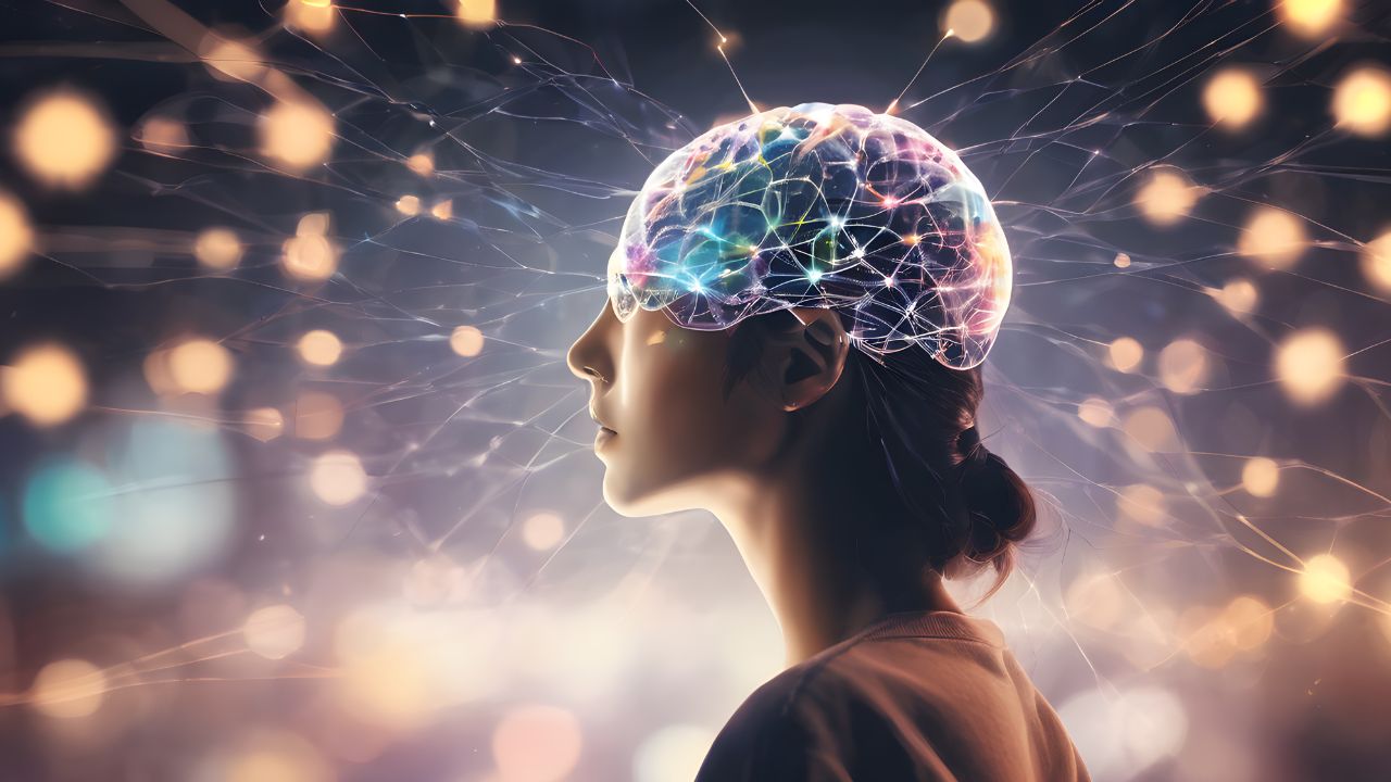 a head with electrical waves