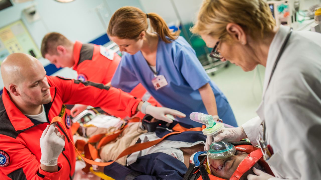 EMS and ER staff in Level 3 Trauma Center