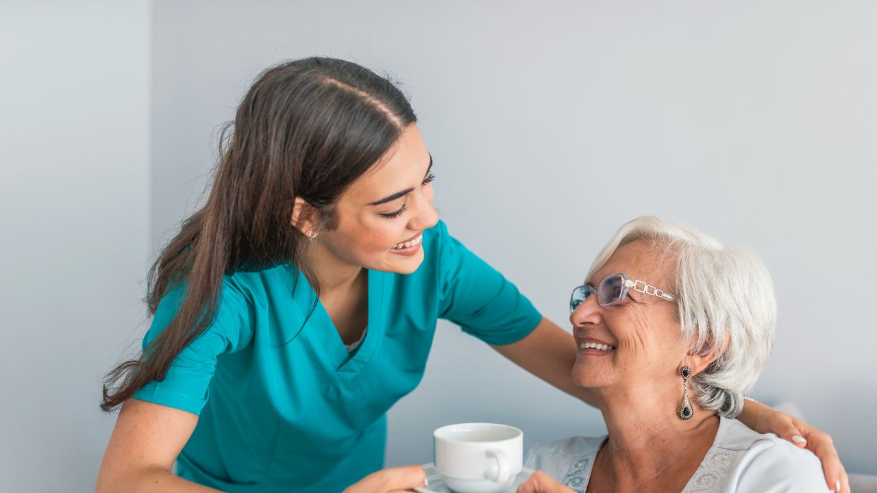 CNA working with patient