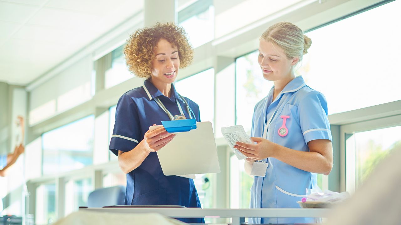 picture of two nurses making notes