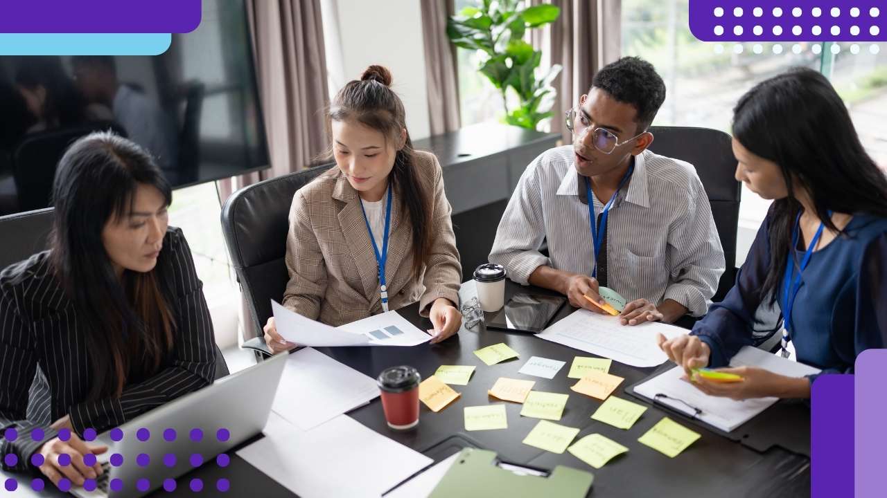 A working team sitting around a table