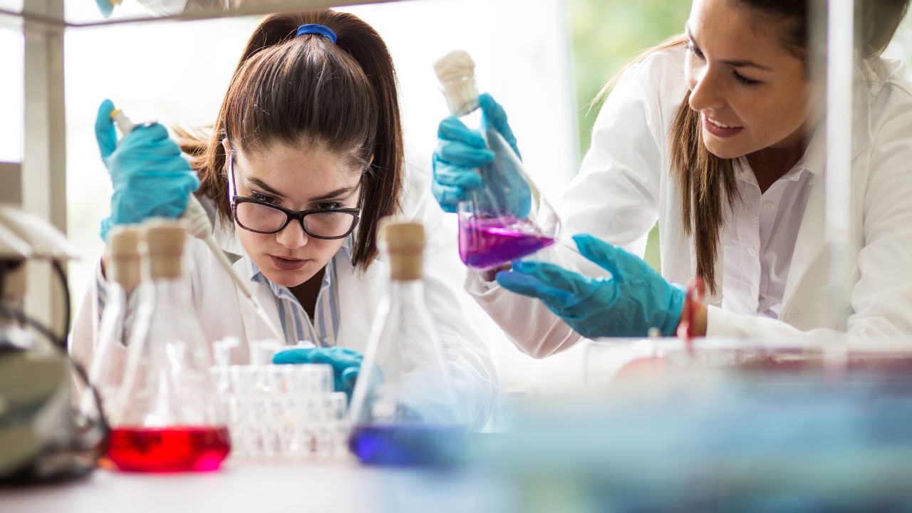 two nurses with lab stuff 