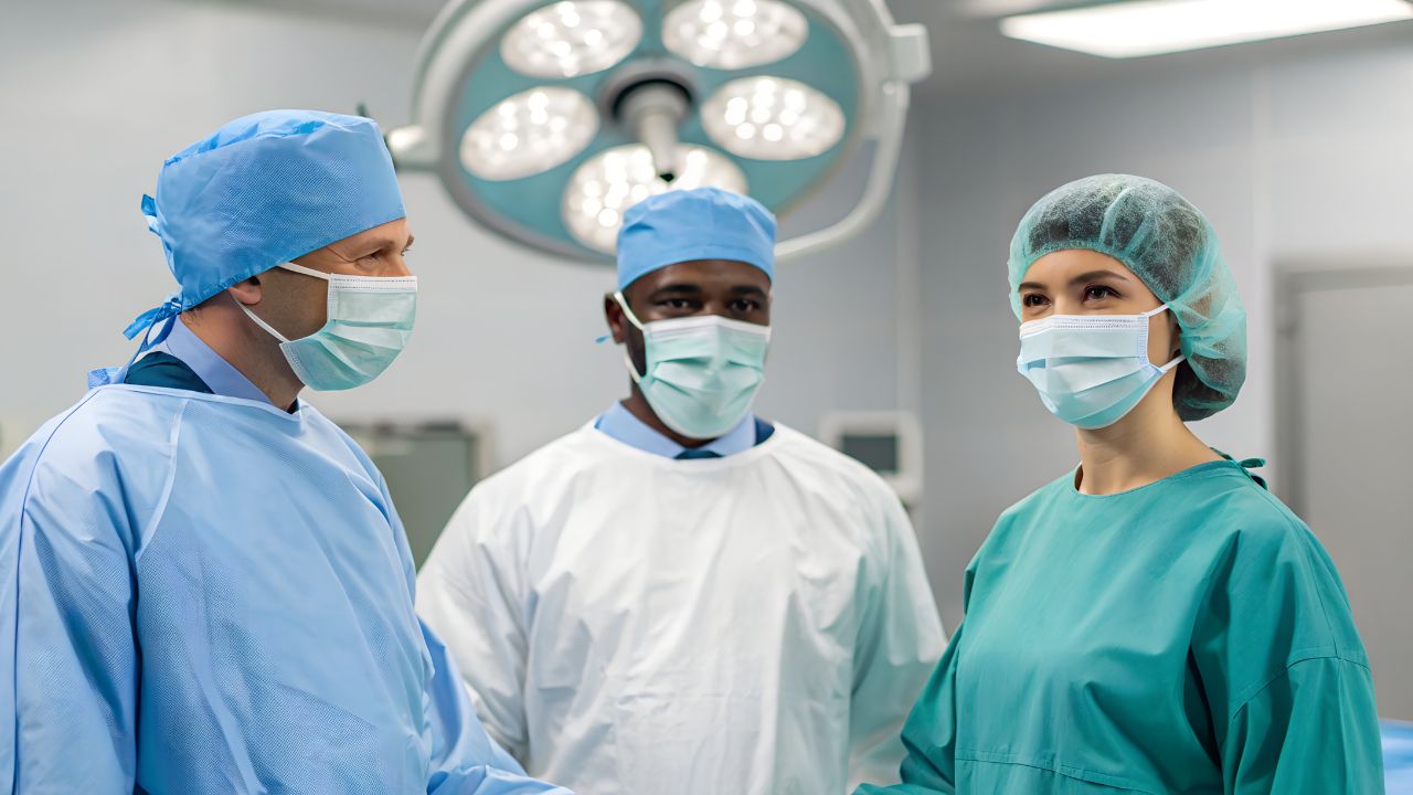 picture of three surgeons in a medical surgical unit